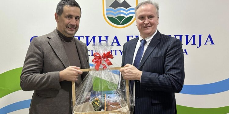 Работна средба на градоначалникот Сарамандов со шефот на Секторот за економски и политички прашања, Мајерс