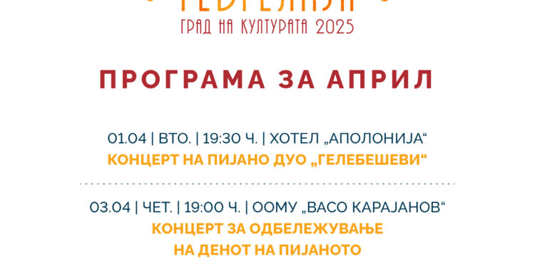 Април: Месечна програма за манифестацијата „Гевгелија град на културата за 2025 година“