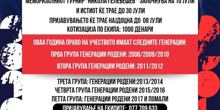 Отворено пријавувањето за Меморијалниот турнир во мал фудбал „Никола Гелебешев 2025“