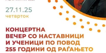 27 ноември: Концертна вечер во чест на 255 години од раѓањето на Бетовен – учениците и наставниците од ООМУ „Васо Карајанов“ со свечен музички настап