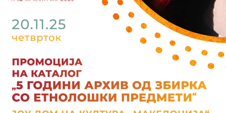 20 ноември: Промоција на каталогот „5 години архив од збирка со етнолошки предмети“ – издание на Домот на култура