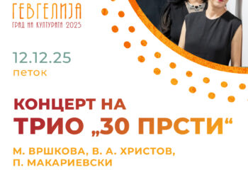 12 декември: Концерт на триото „30 прсти“ во состав на Вршкова, А.- Христов и Макариевски